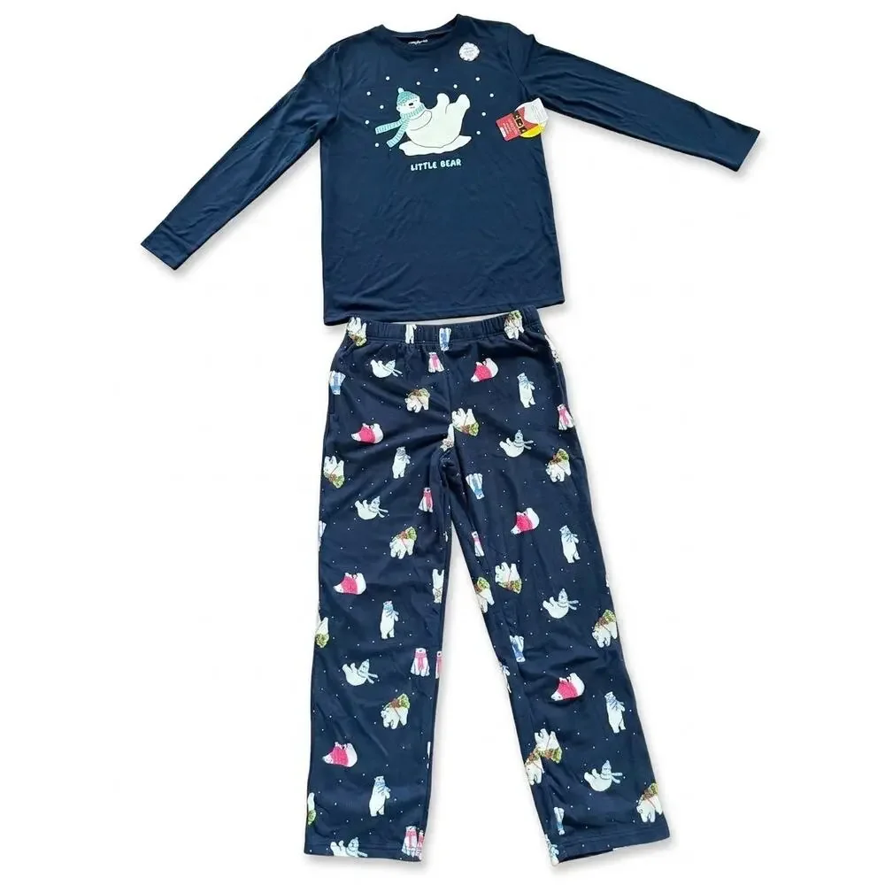 NEW! XL 18/20 North Pole Trading Co. Polar Bear Matching Family Pajama Set Navy